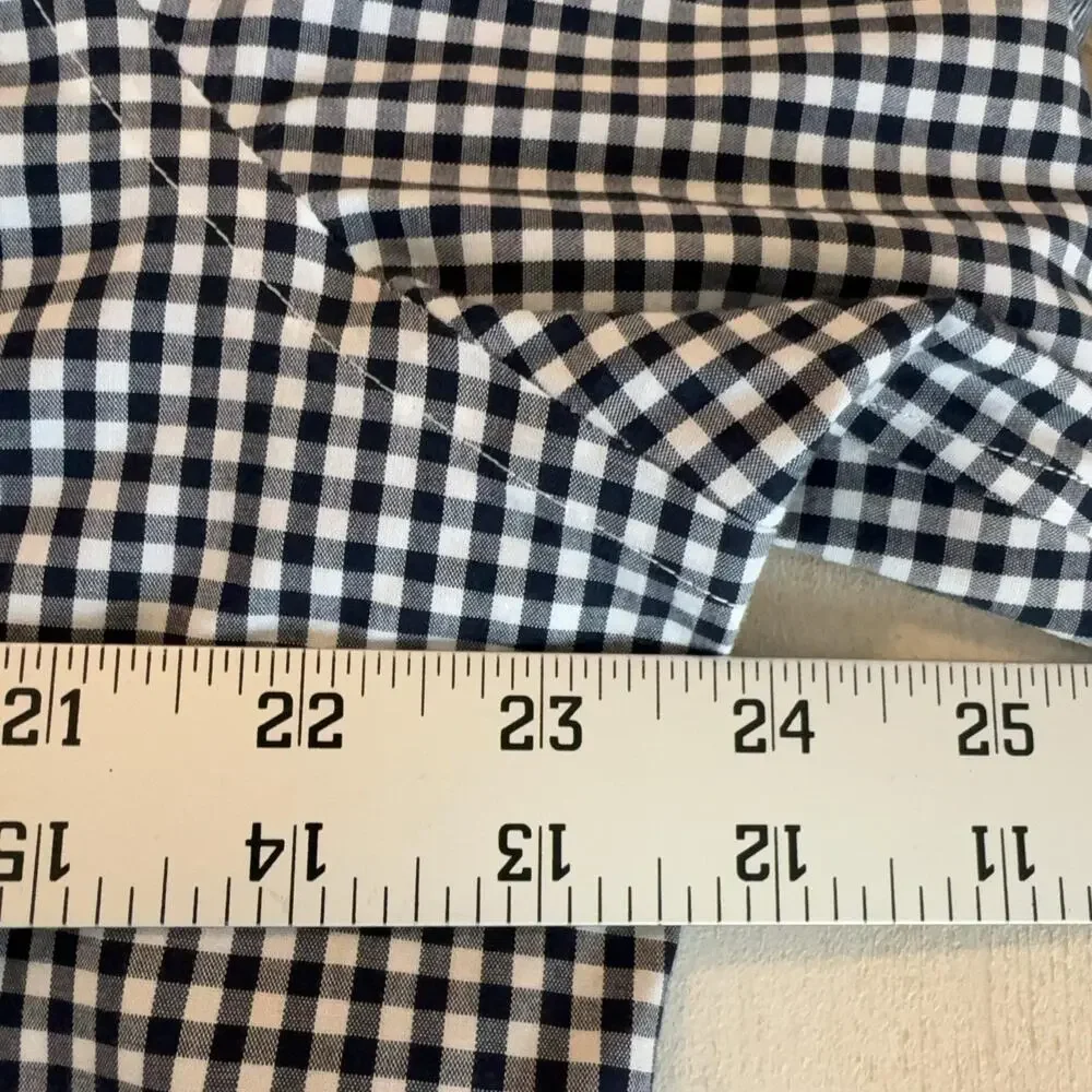 Banana Republic Grant Fit Shirt Mens Slim XL Blue Micro Gingham Non Iron Cotton